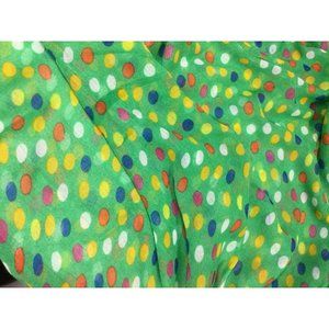 3 Yards - Green with Multi Polka Dots - Polyester Gauze Voile Fabric